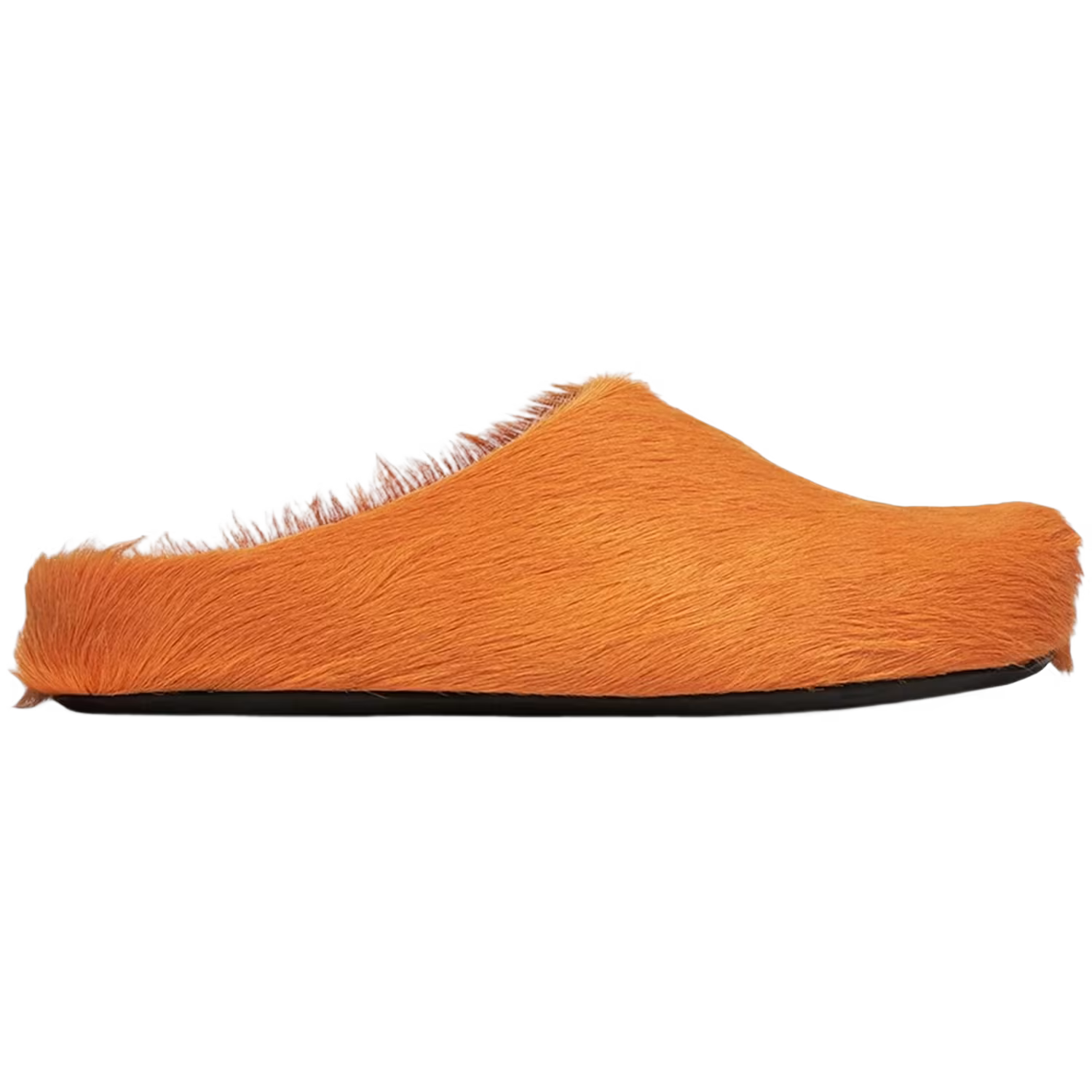 Marni Long Hair Calfskin Fussbett Sabot Mule Pumpkin