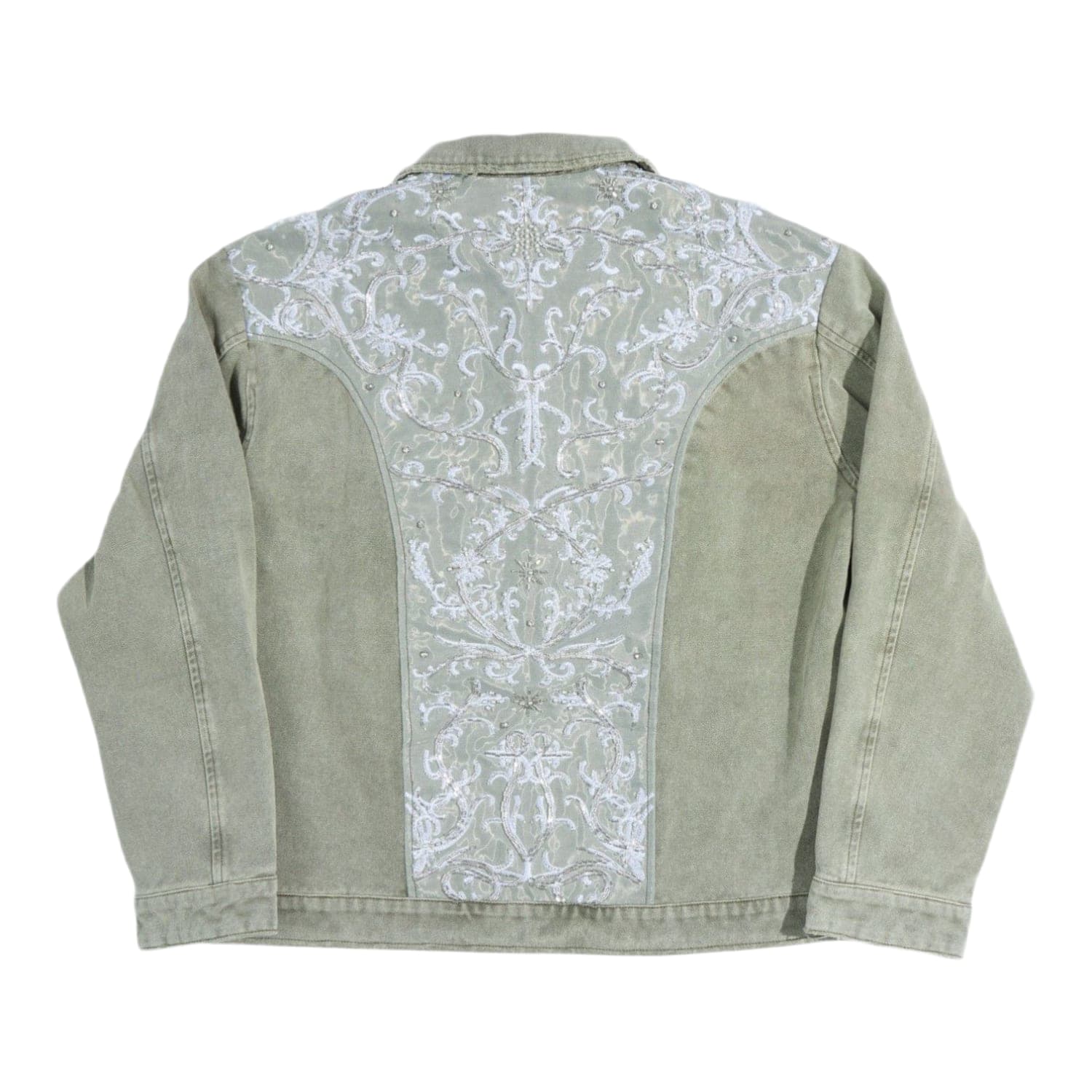 Birth Of Royal Child Beaded Embroidery Workwear Jacket Green