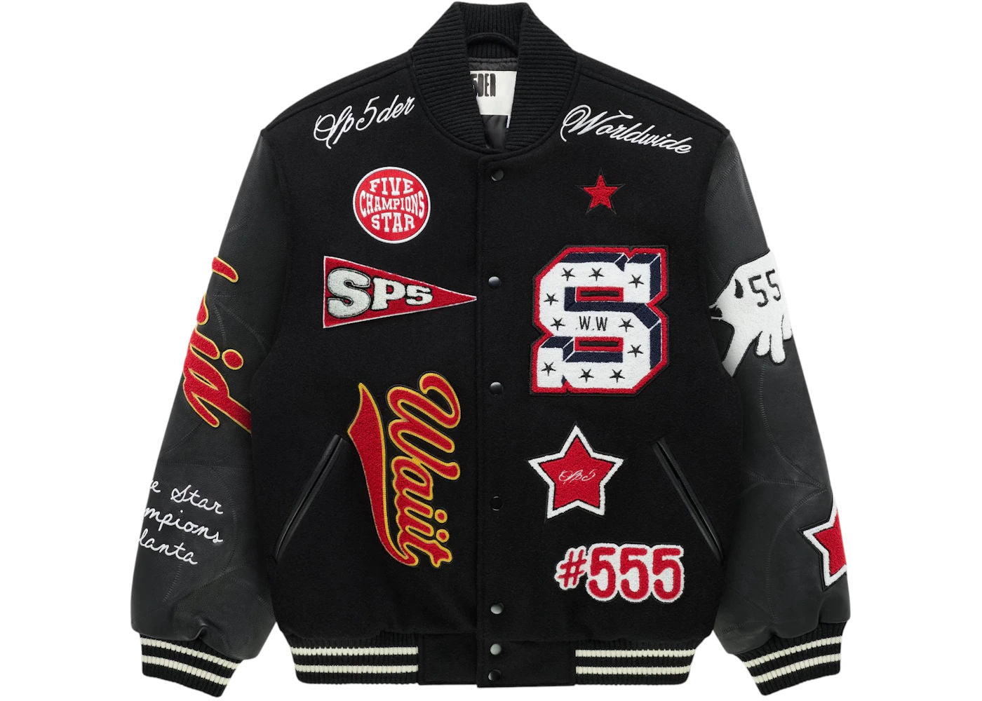 Sp5der District V Varsity Jacket Black