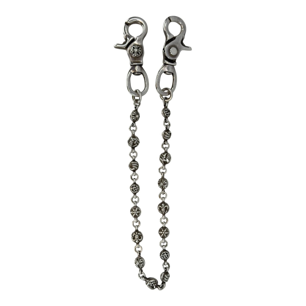 Chrome Hearts Silver Double Lobster Clasp Multi Ball Wallet Chain - 14.5 Inches