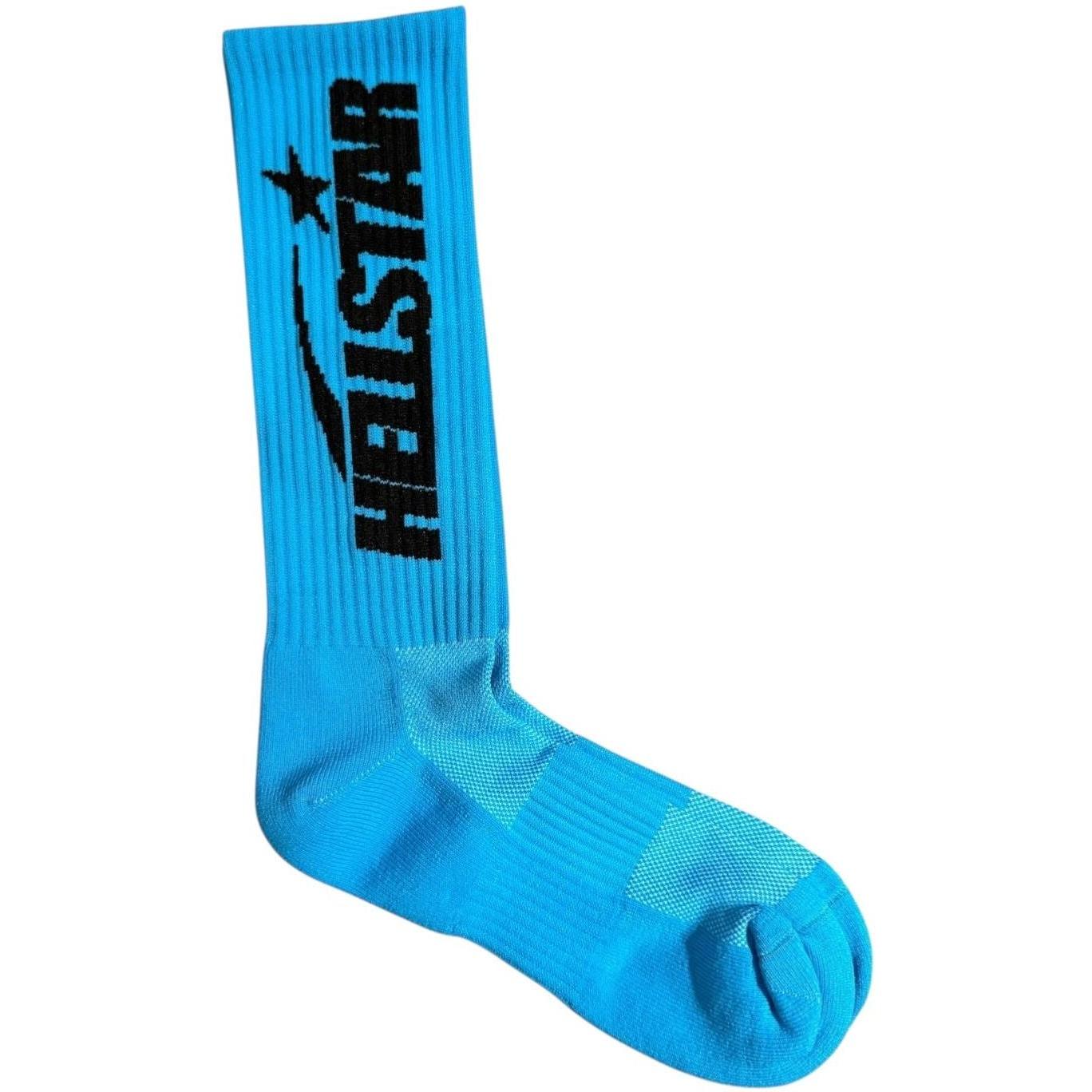 Hellstar Logo Socks Neon Blue