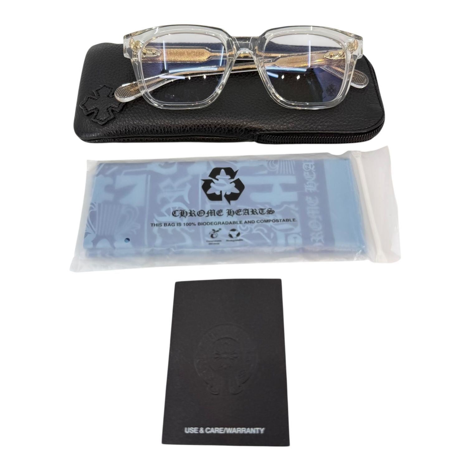 Chrome Hearts Ambidixtrous Crystal/18k Gold Plated Glasses