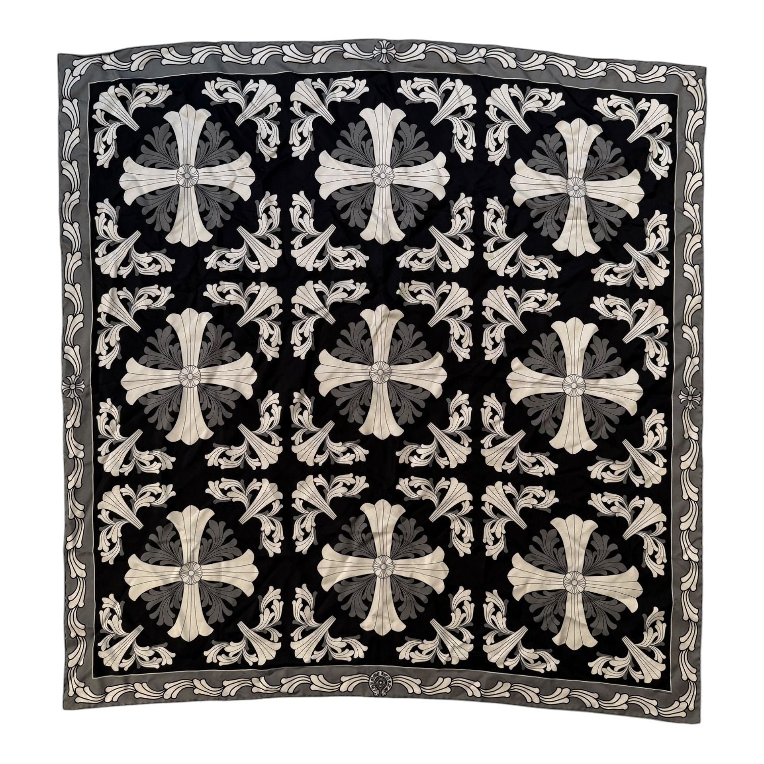 Chrome Hearts Cross Ceiling Silk Scarf Black/Grey/White