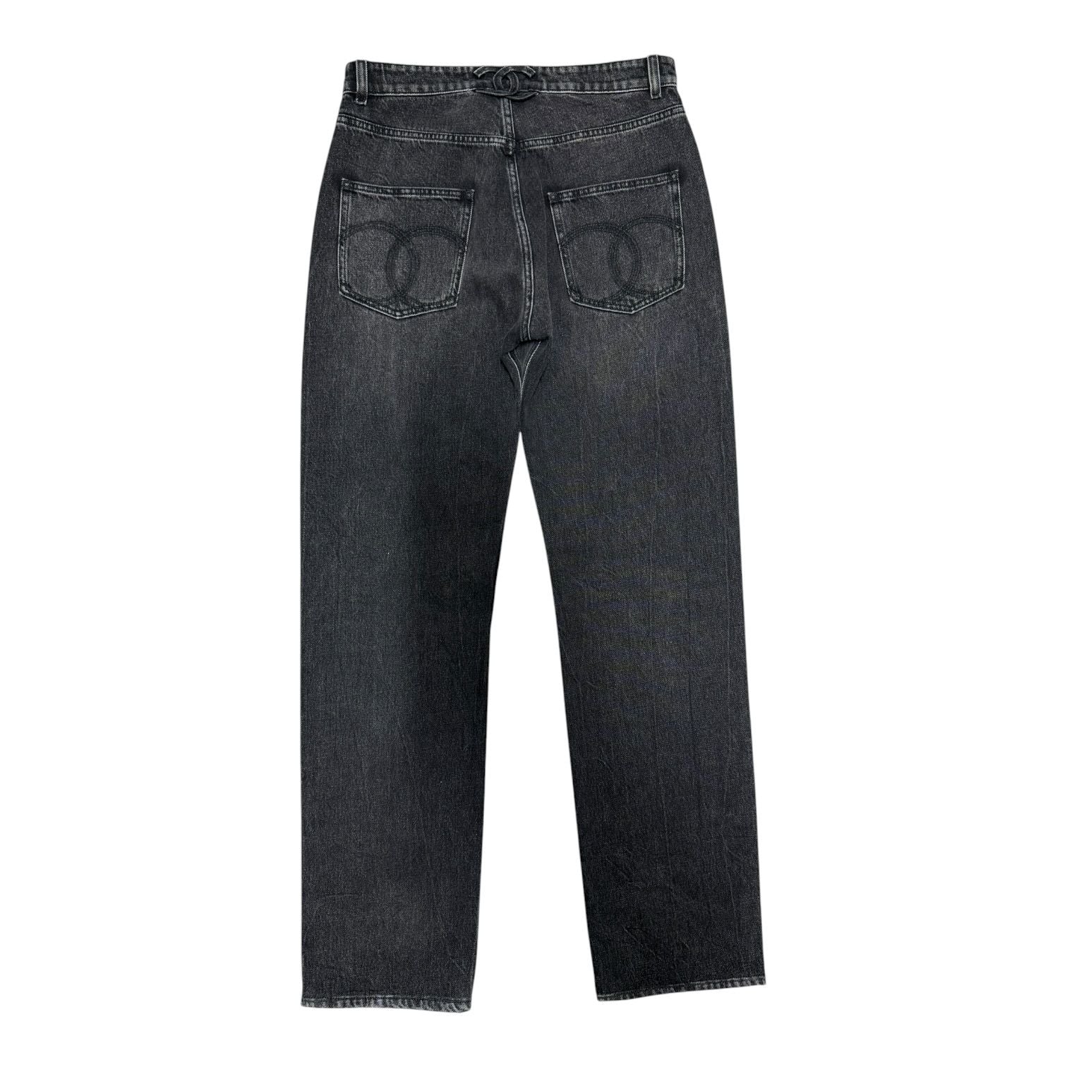 Chanel Black Denim Jeans With Turnlock Clasp