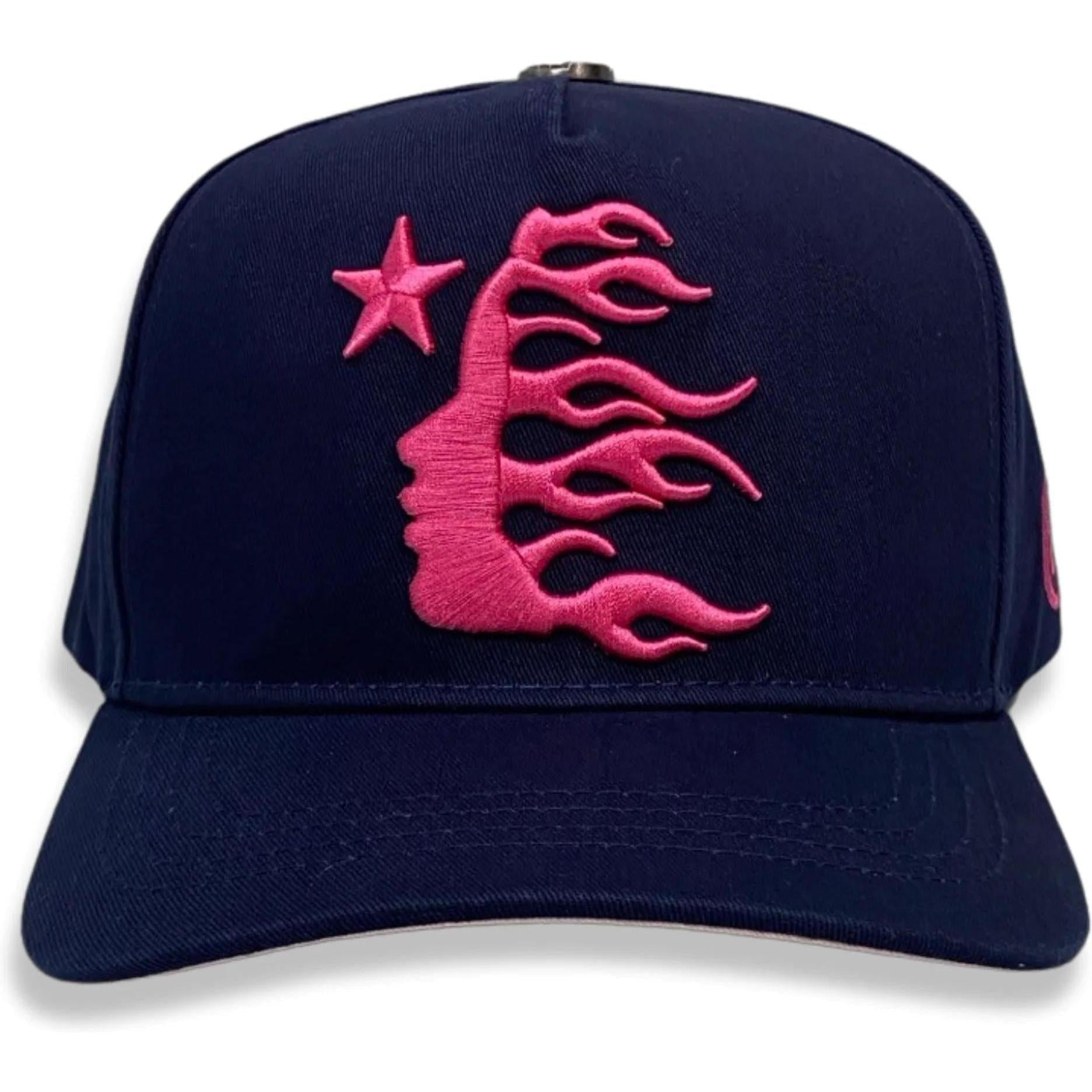Hellstar OG Logo Navy Pink Snapback Hat