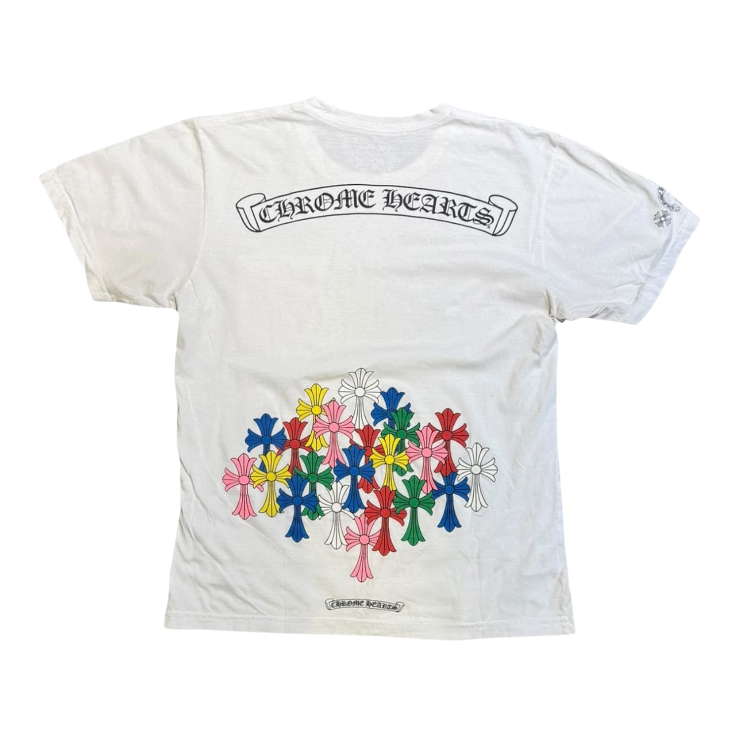 Chrome Hearts Multicolor Cemetery Cross Scroll T-Shirt White