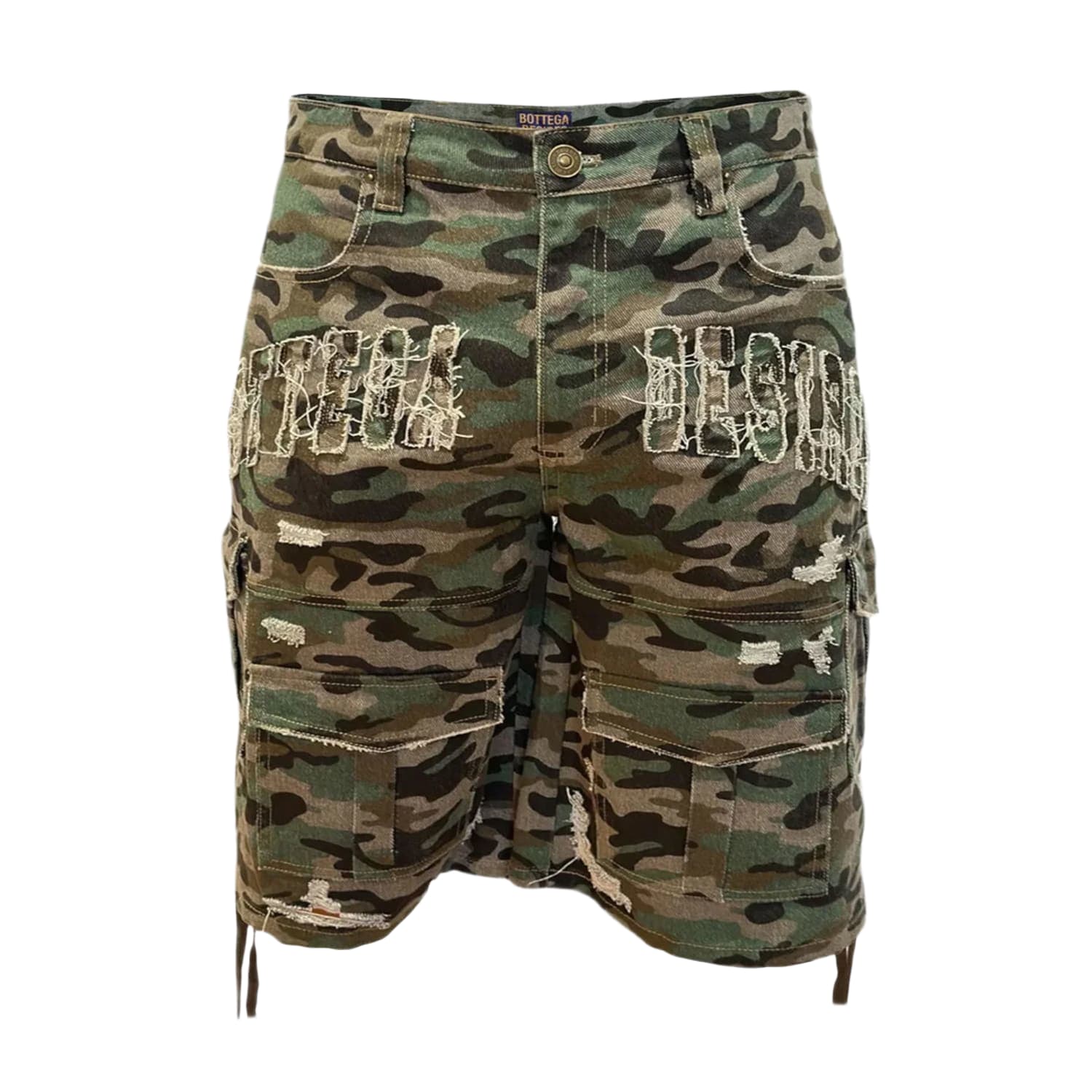 Bottega Desires Camo Cargo Shorts