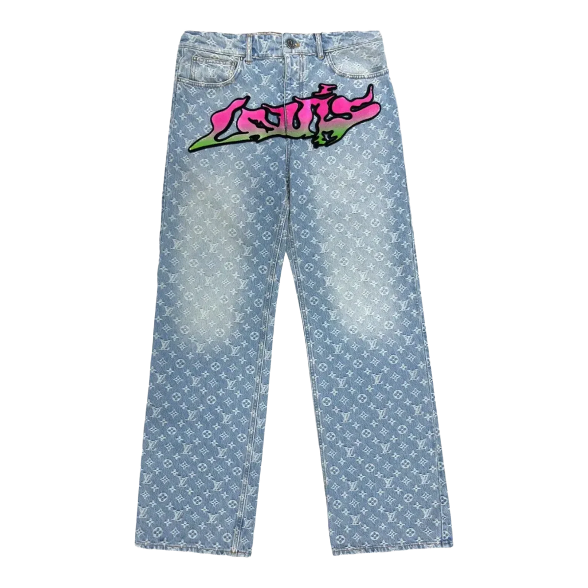 Louis Vuitton Graffiti Virgil Baggy Indigo Denim Jeans