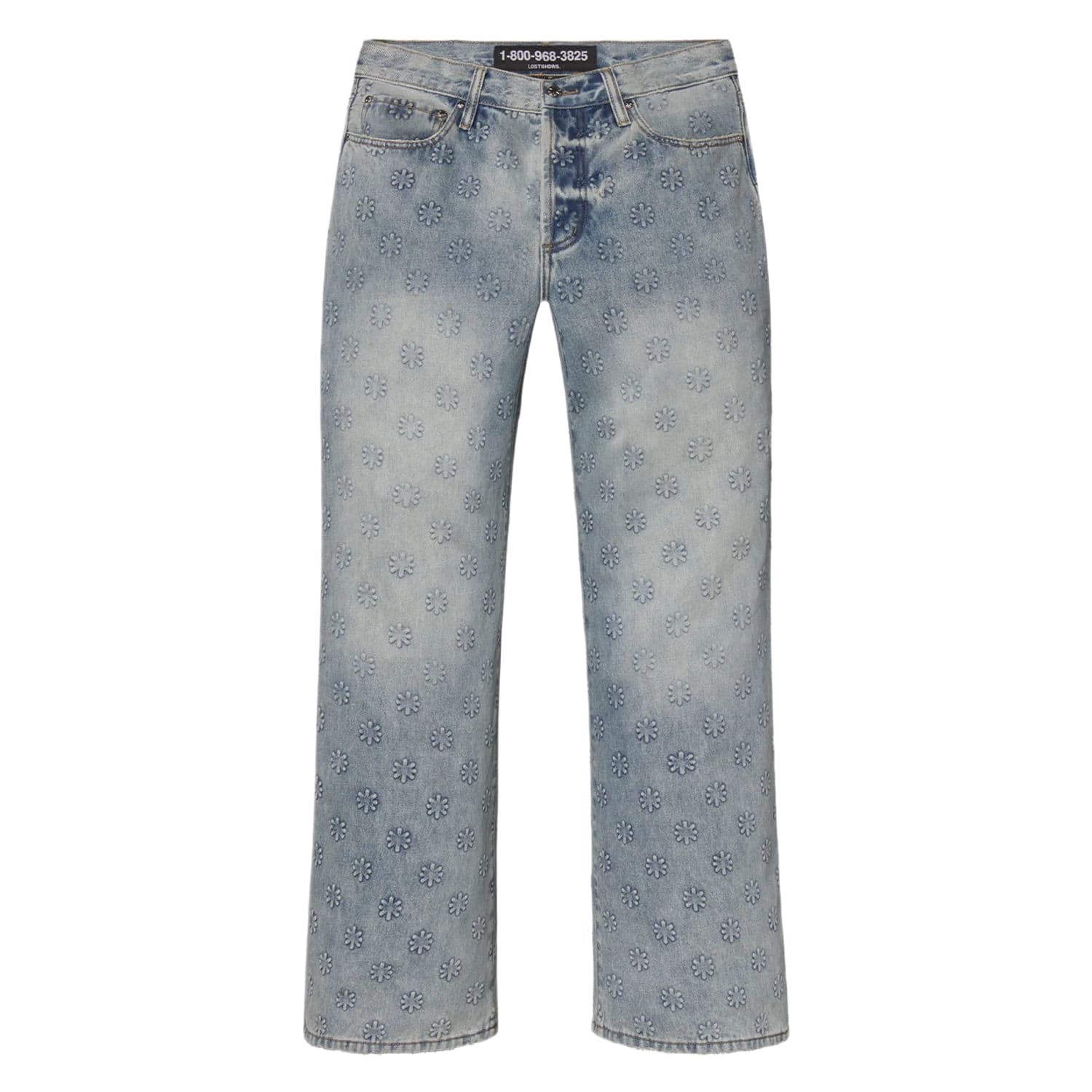 LostShdws Embossed Denim Pants Blue