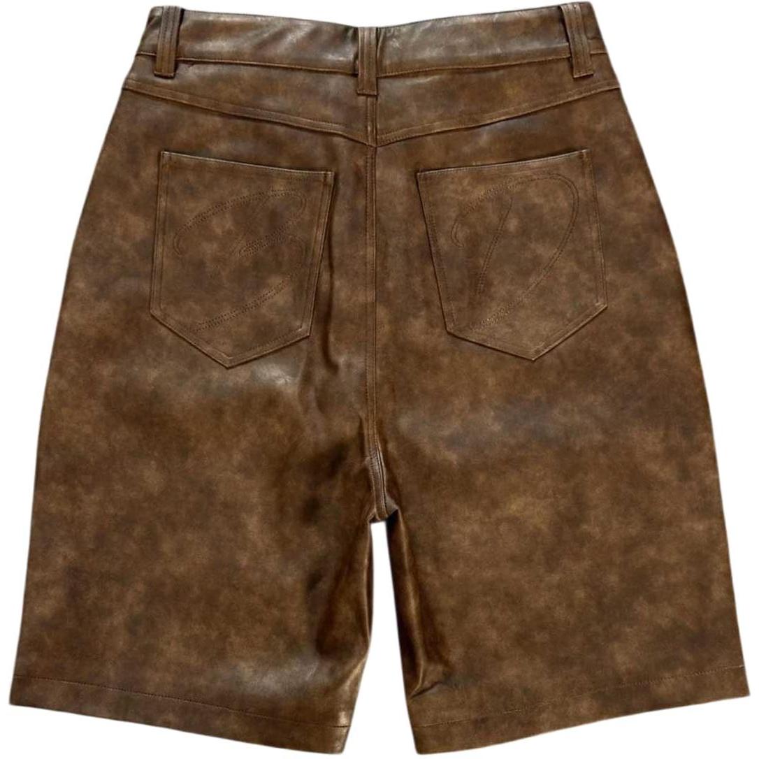 Bottega Desires Leather Shorts Brown