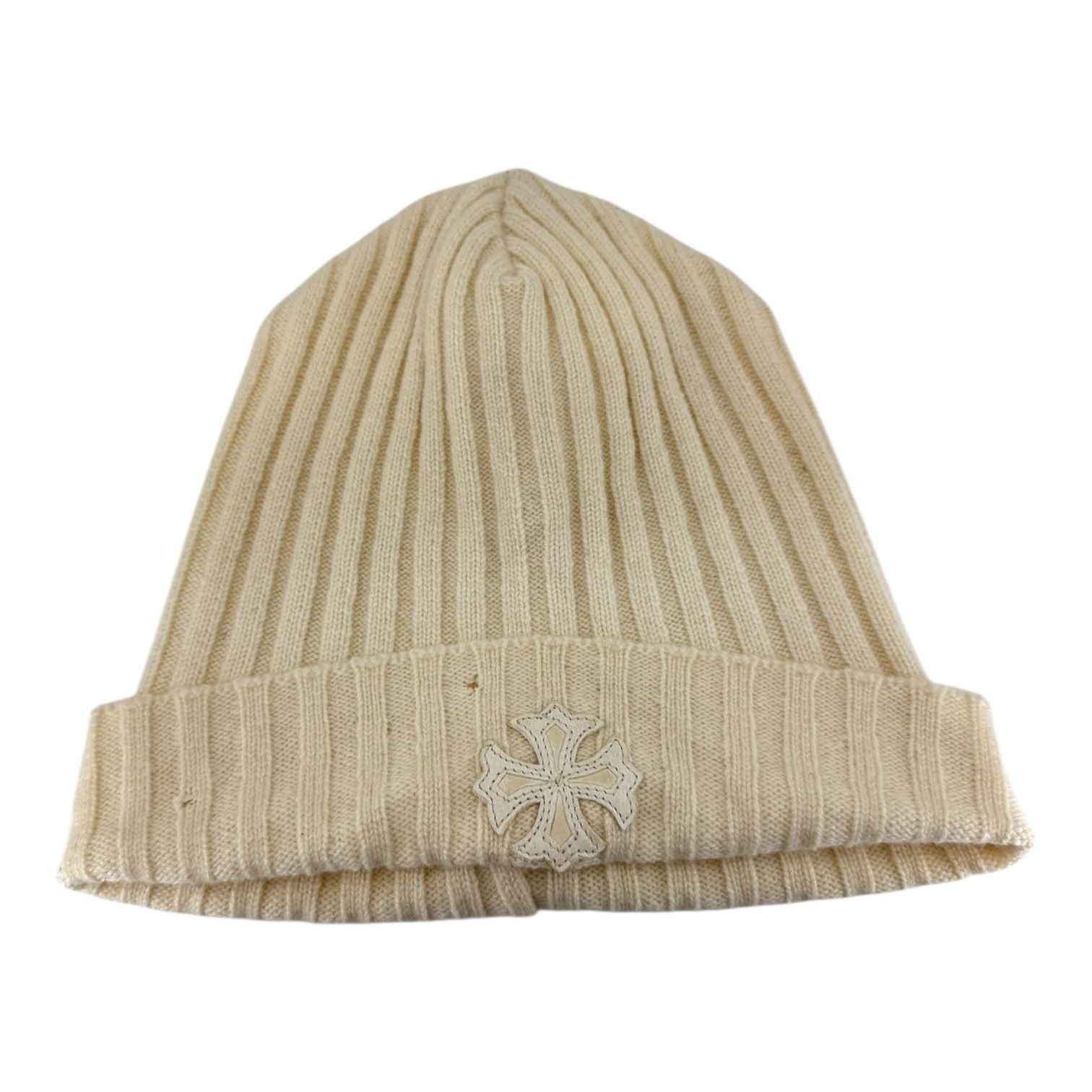 Chrome Hearts Cross Patch Cashmere Beanie Cream - Used