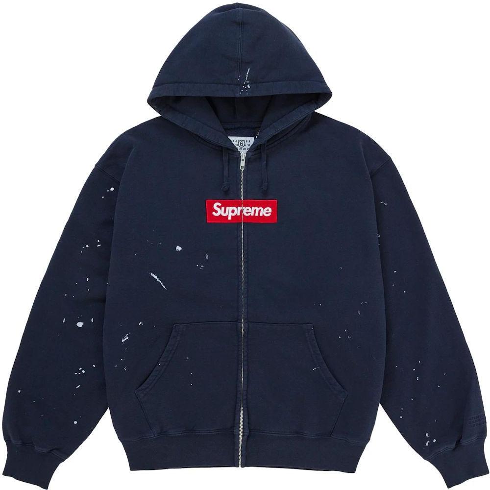 Supreme MM6 Maison Margiela Box Logo Zip Up Hooded Sweatshirt Navy