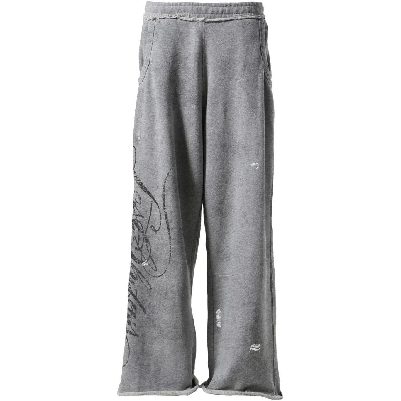 LostShdws Distressed Script Sweatpants Grey