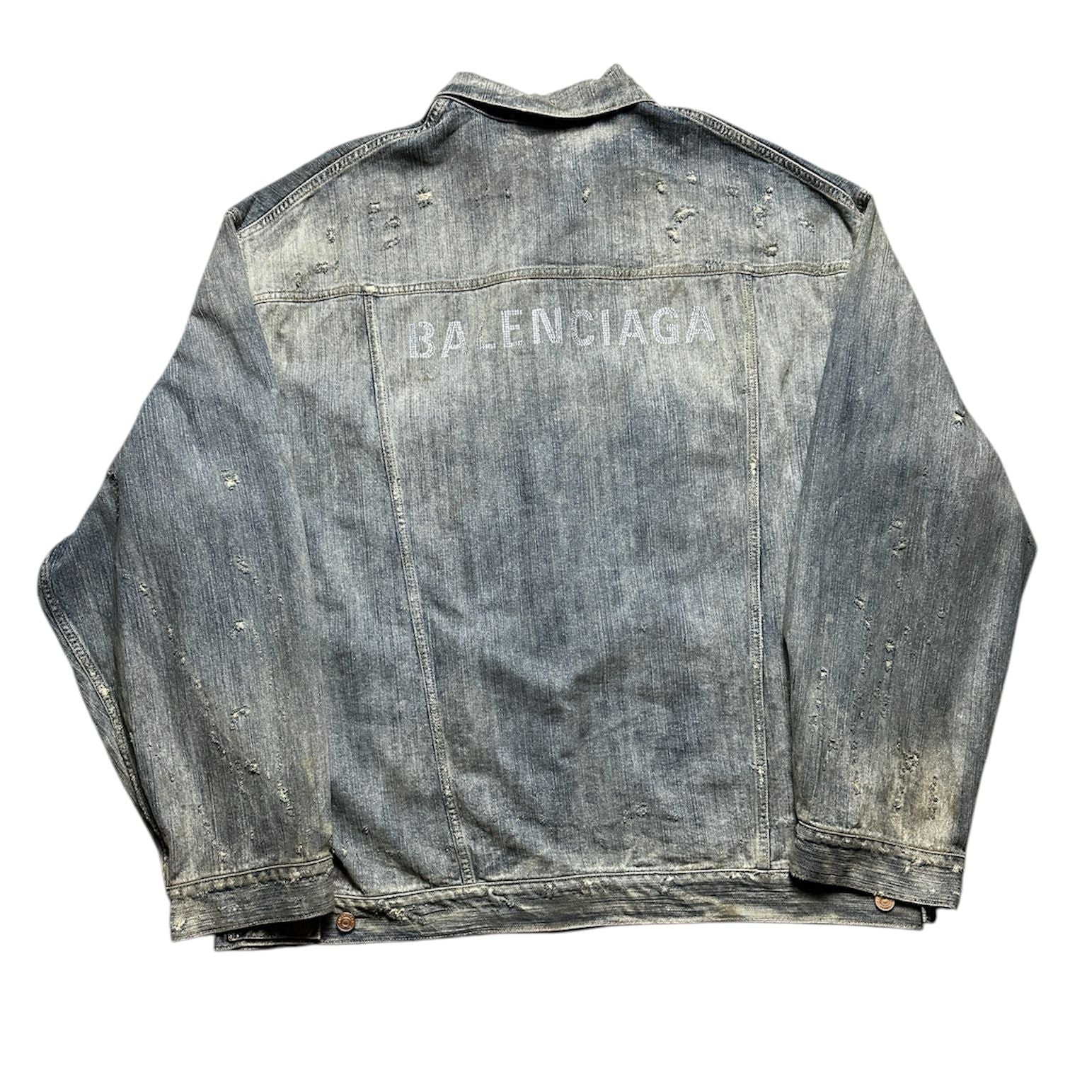 Balenciaga Rhinestone Logo Oversized Denim Jacket