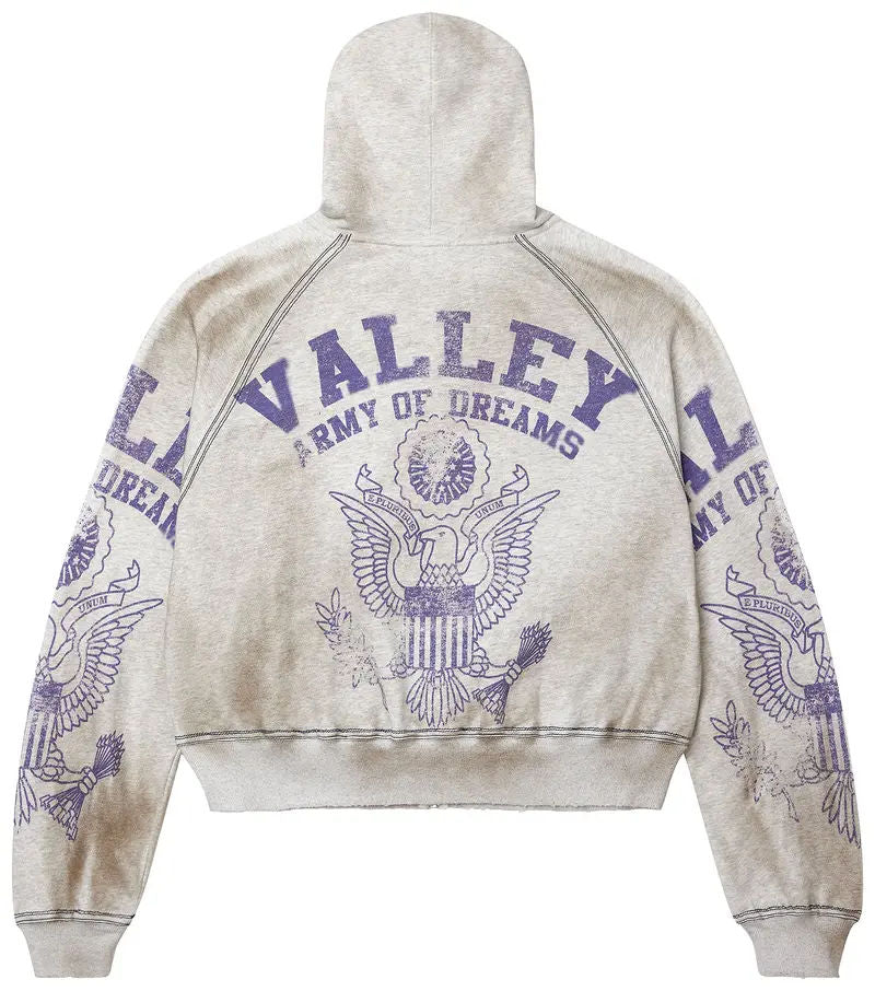 Vale Forever Army Zip Up Hoodie Grey