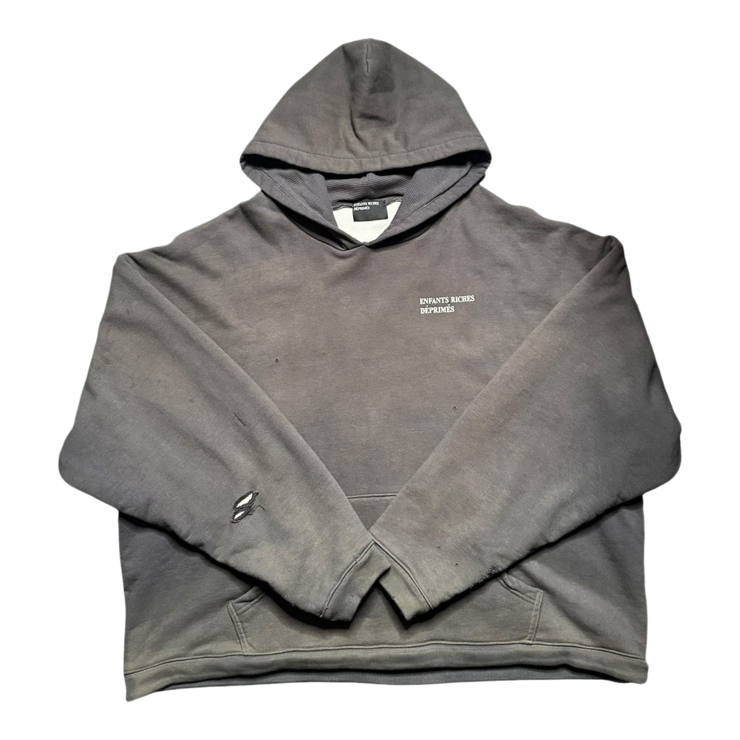 Enfants Riches Déprimés Thermal Lined Distressed Logo Hoodie Grey
