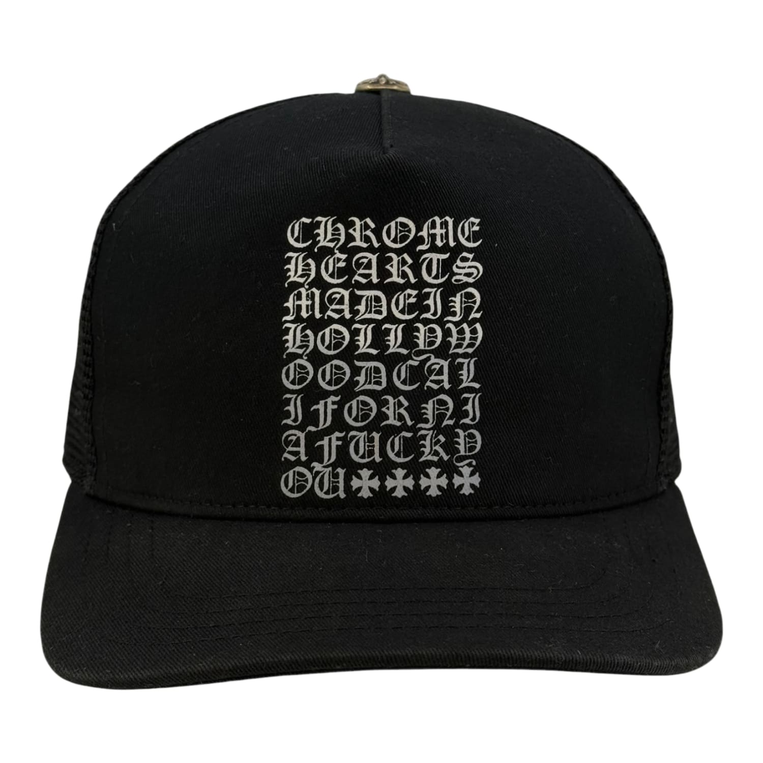 Chrome Hearts Eye Chart Made in Hollywood Trucker Hat Black