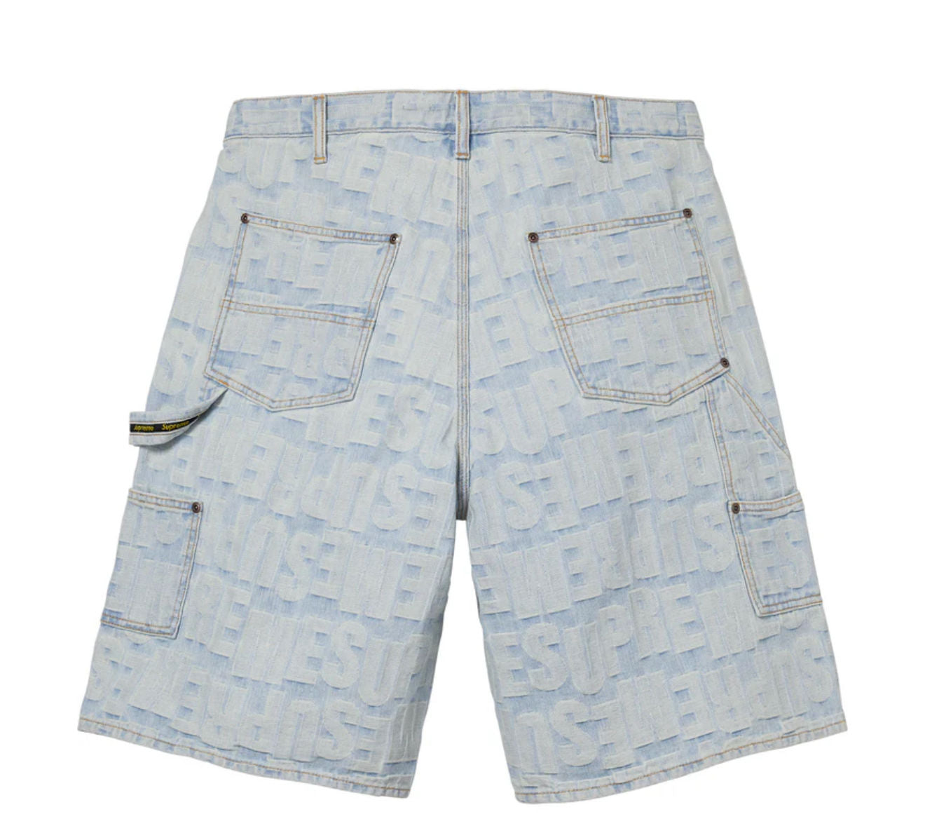 Supreme Repeat Jacquard Double Knee Denim Short Light Washed Indigo