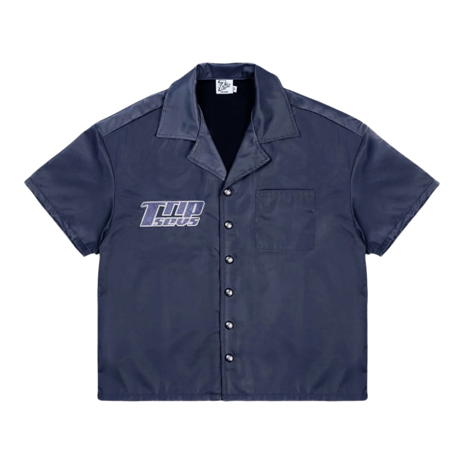 Triple Sevens Nylon Button Up Shirt Blue