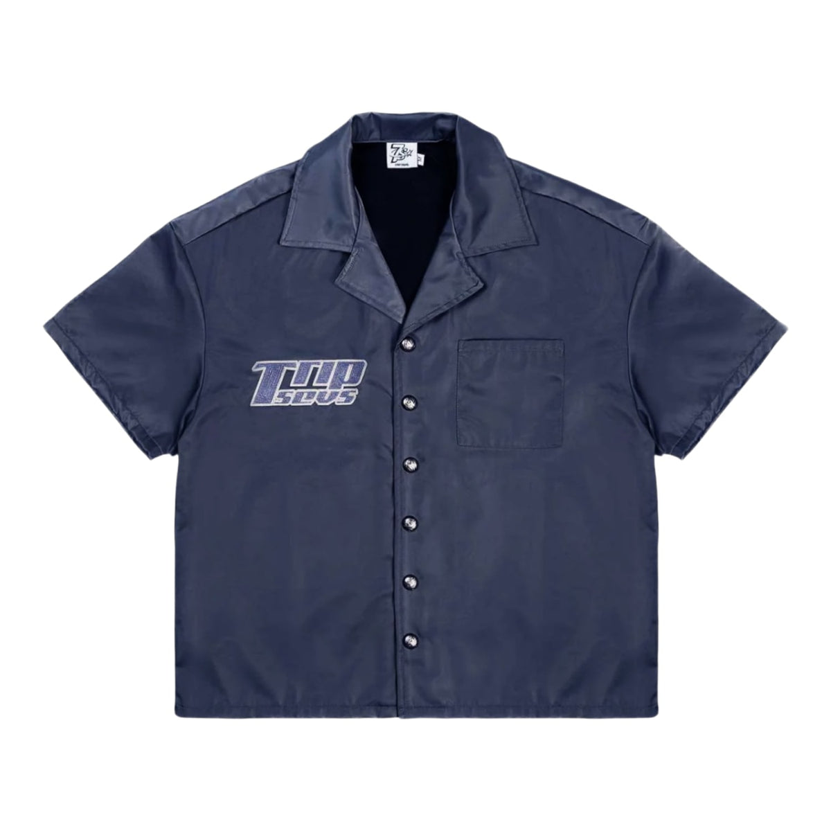 Triple Sevens Nylon Button Up Shirt Blue