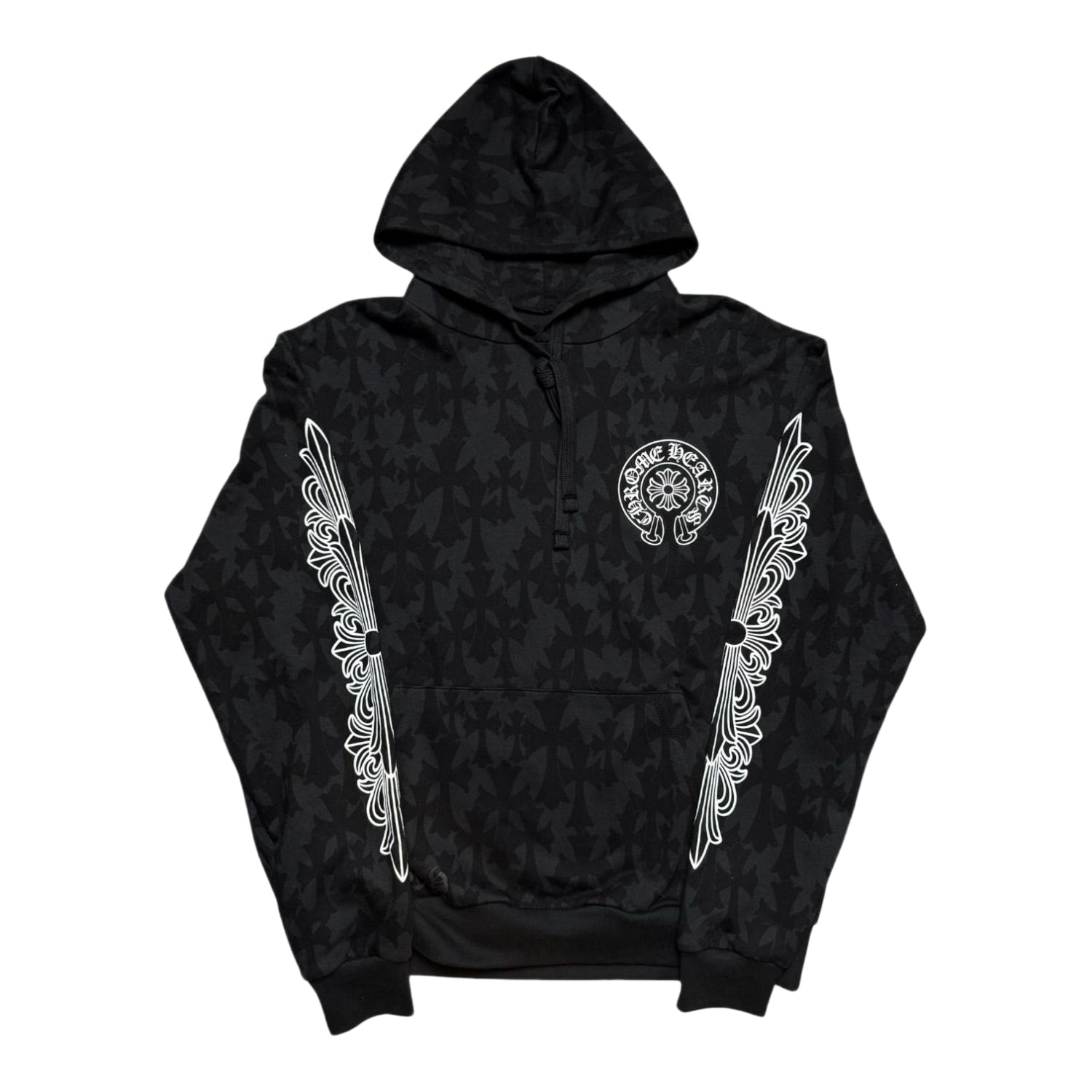 Chrome Hearts Floral Cemetery Monogram Scroll Logo Hoodie Black