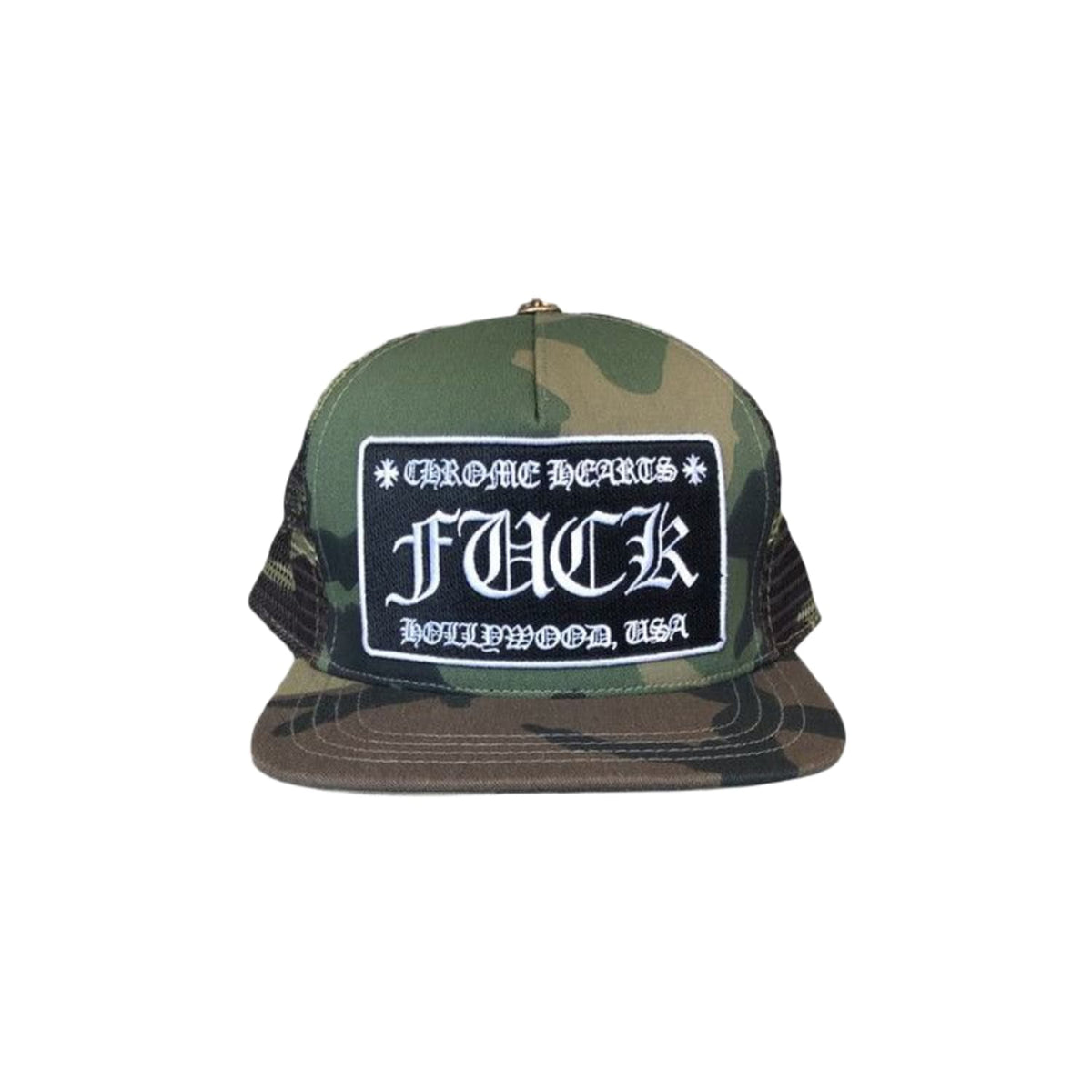 Chrome Hearts Fuck Hollywood Trucker Hat Green Camo