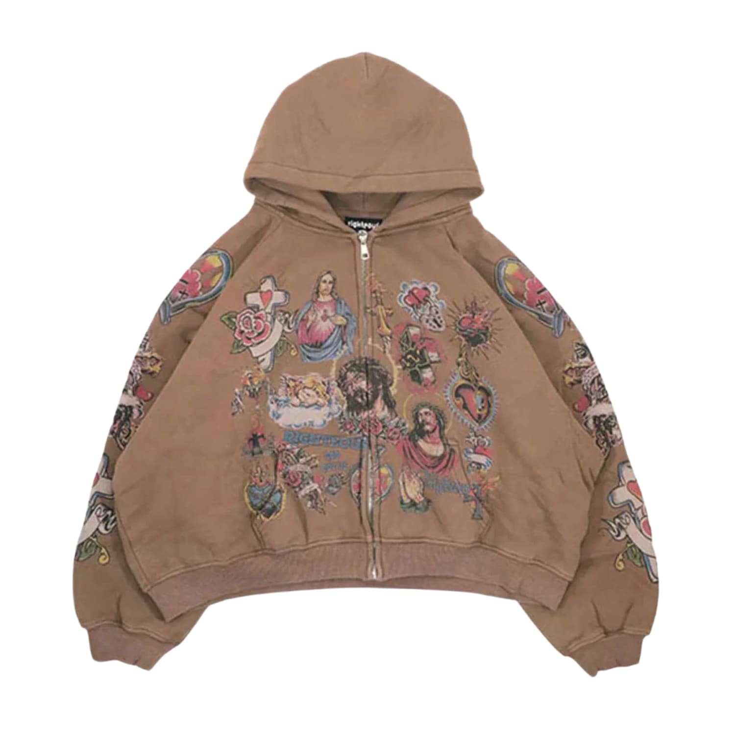 Righteous Risen King Zip Up Hoodie Brown