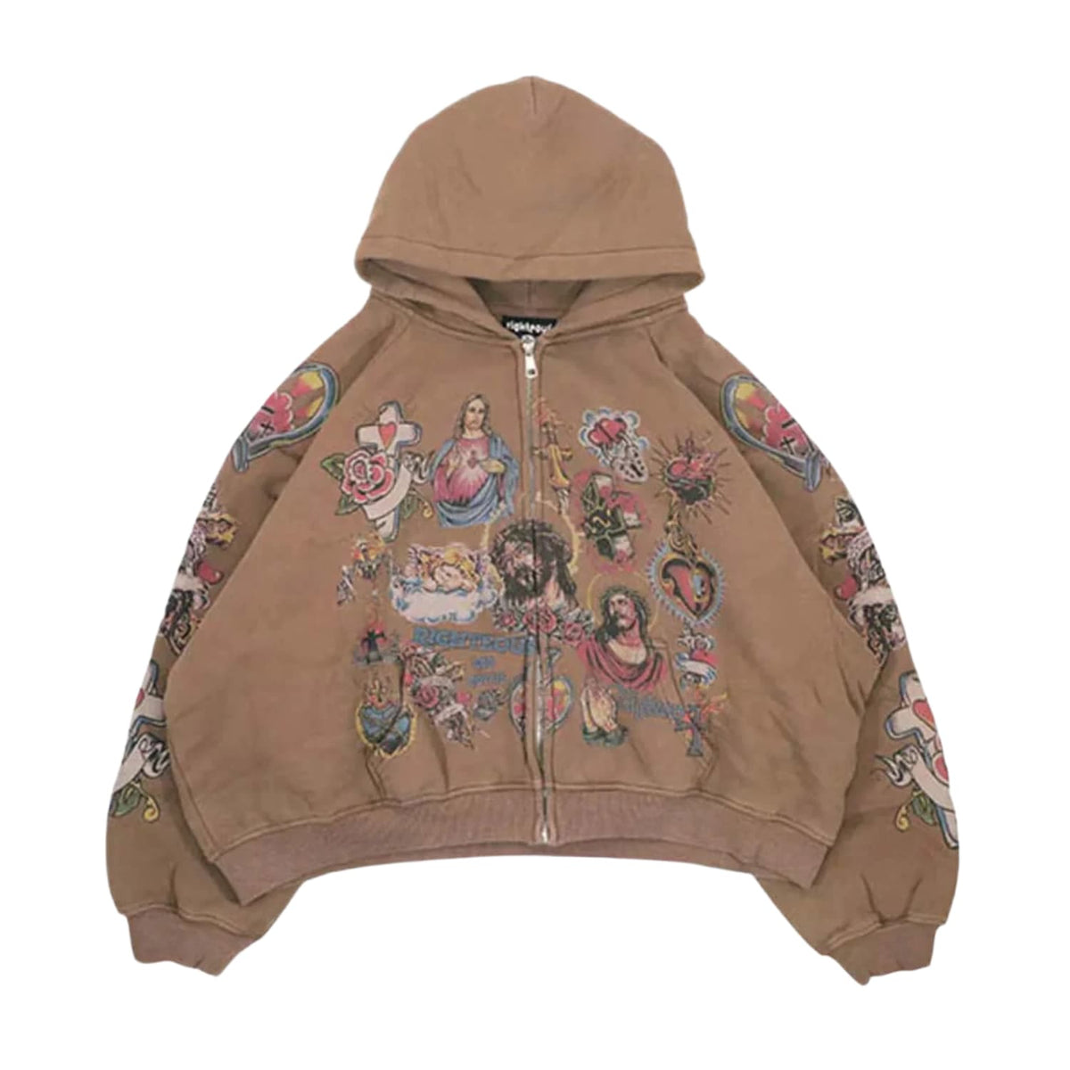 Righteous Risen King Zip Up Hoodie Brown