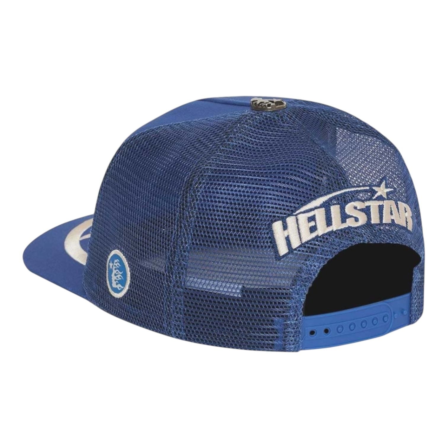 Hellstar Big Logo Trucker Snapback Hat Blue