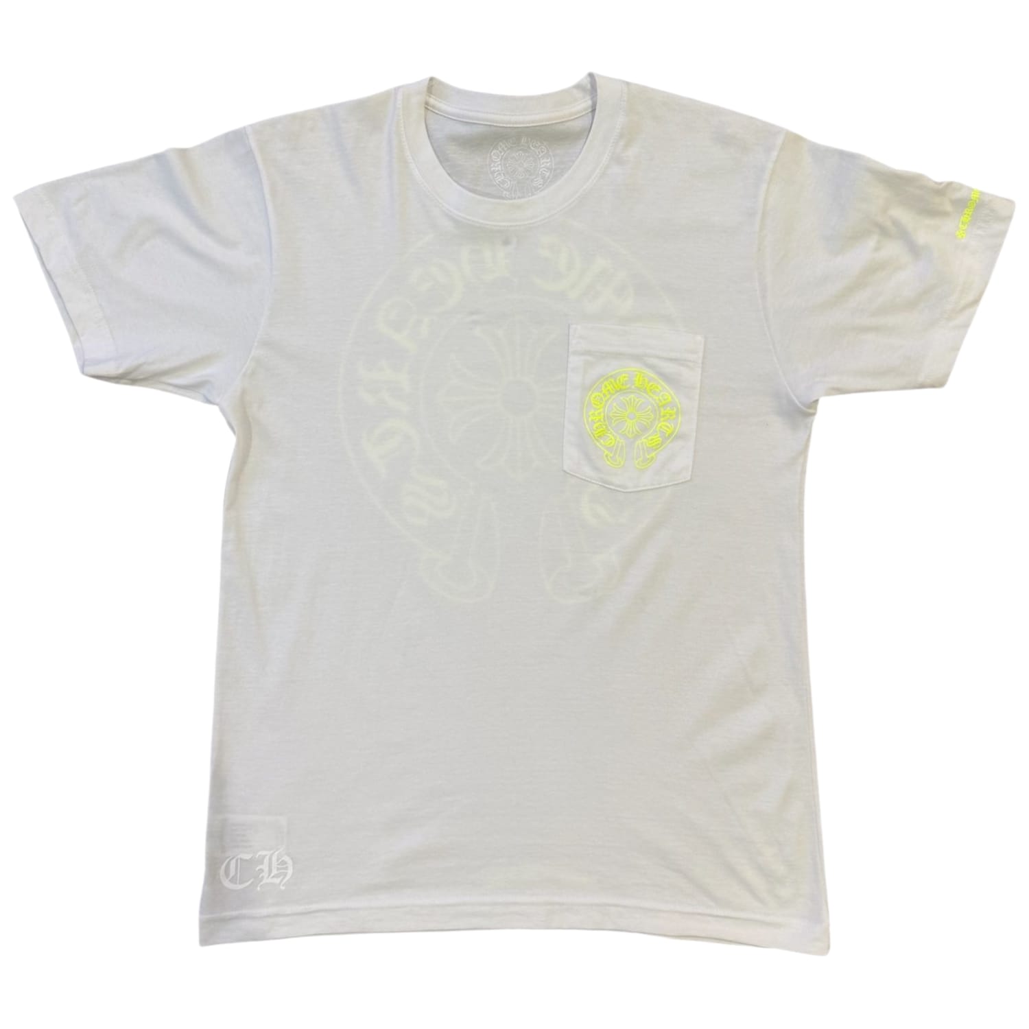 Chrome Hearts Fluorescent Green Horseshoe T-Shirt White