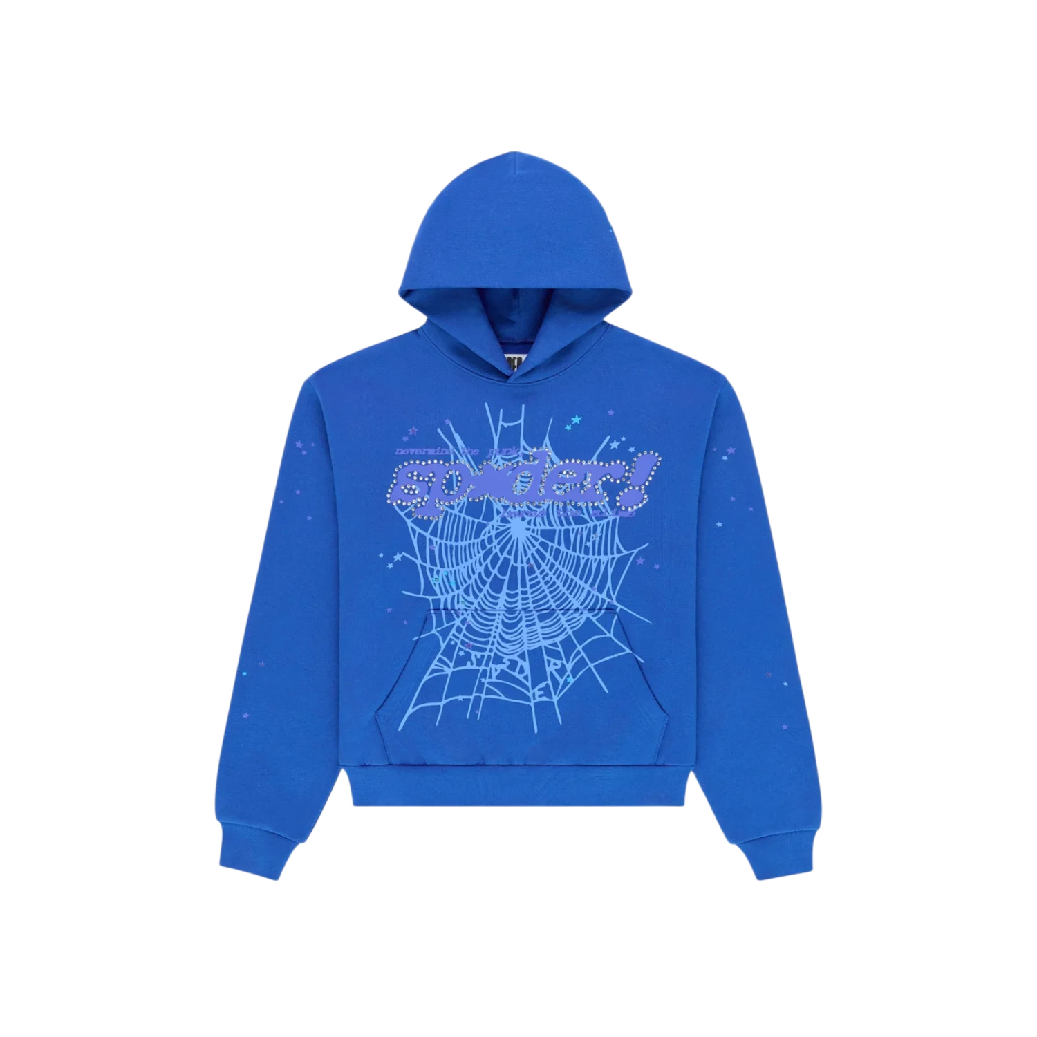 Sp5der Rhinestone Punk V2 Hoodie Blue