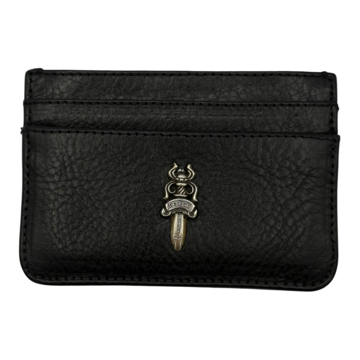 Chrome Hearts Leather Dagger Scroll Card Holder Black