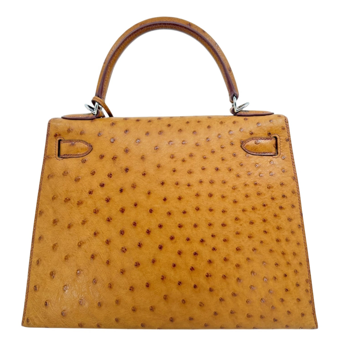 Hermes Kelly 28 Sellier Cognac Ostrich with Palladium Hardware