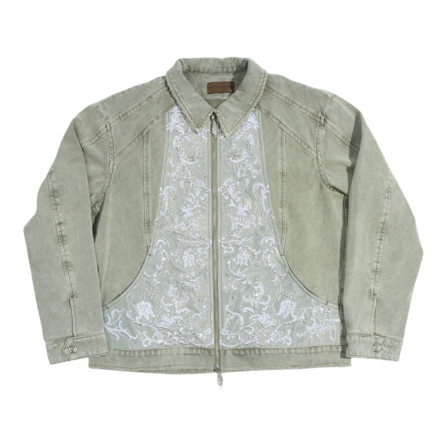 Birth Of Royal Child Beaded Embroidery Workwear Jacket Green