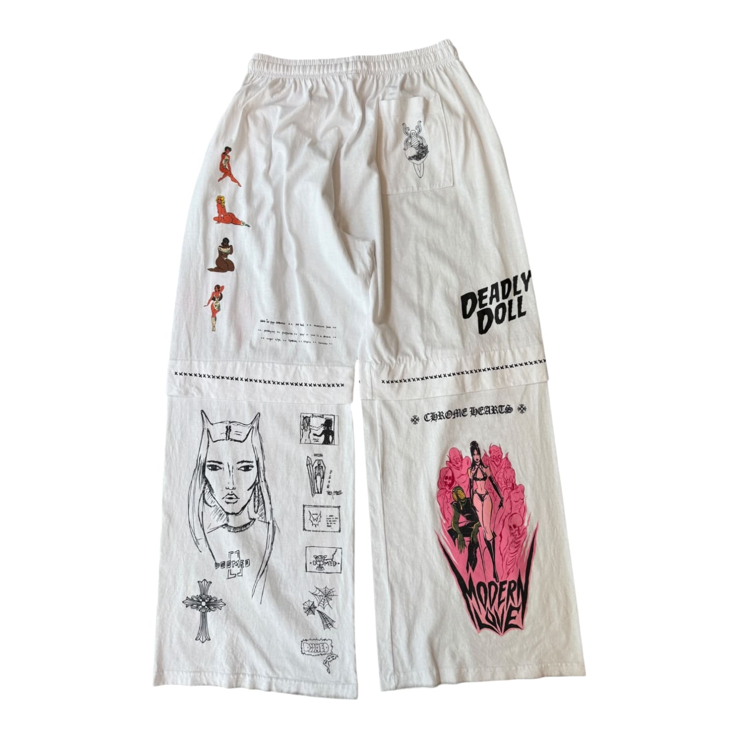 Chrome Hearts x Deadly Doll Patchwork Sweatpants White