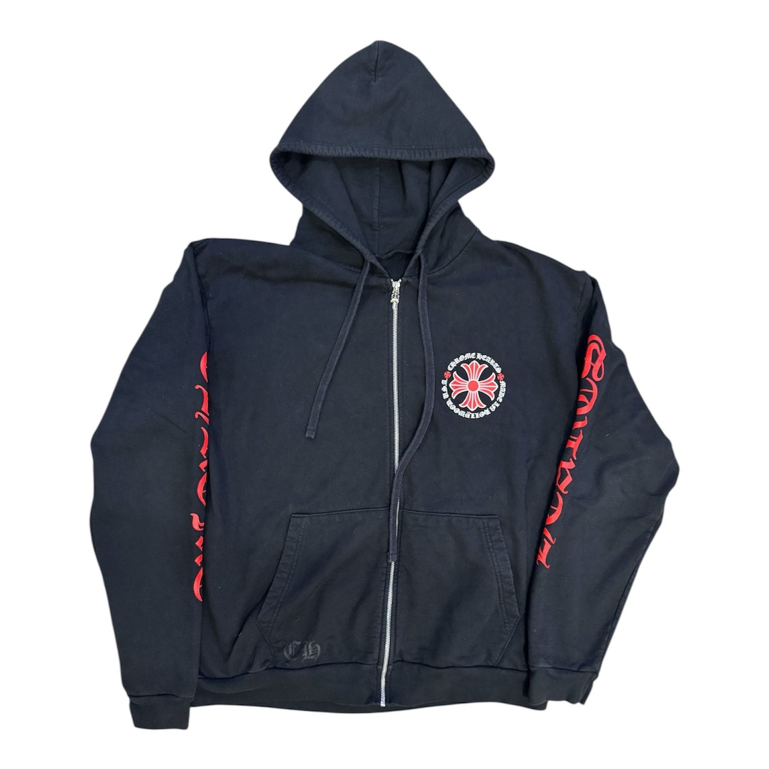 Chrome Hearts Made In Hollywood Plus Cross Zip Up Hoodie Black/Red