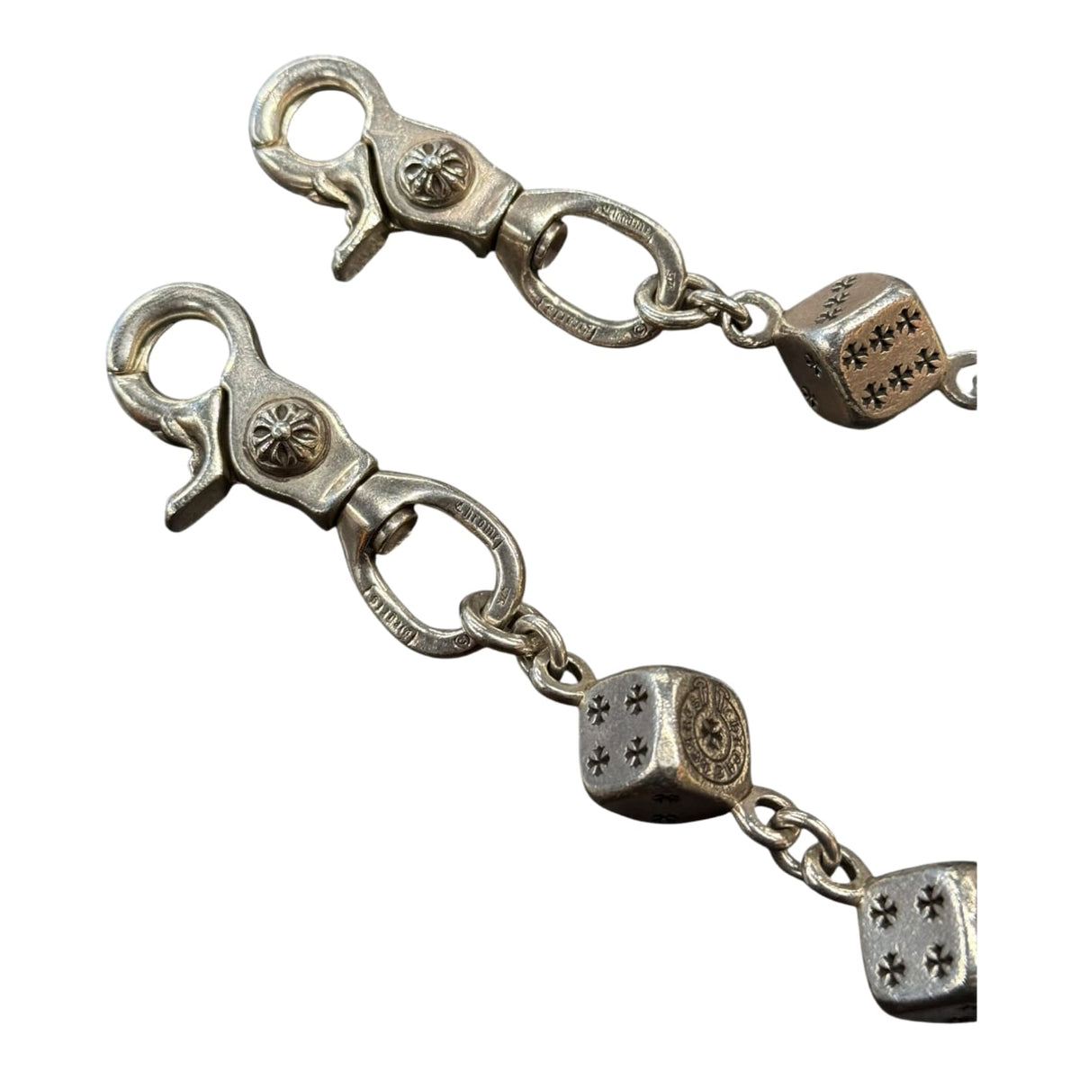 Chrome Hearts Silver Jumbo Dice Double Clasp Wallet Chain - 23 Links
