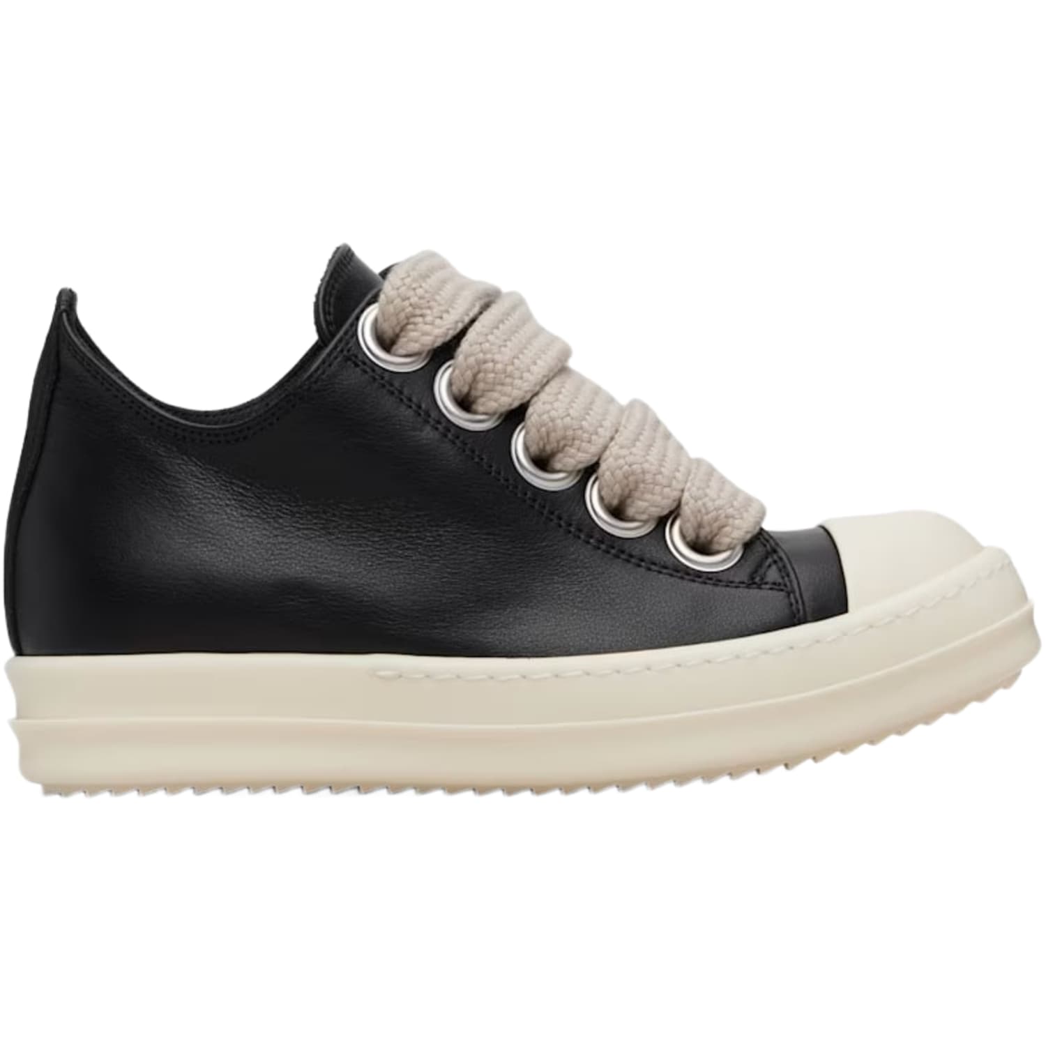 Rick Owens Mainline Jumbo Lace Low Black & Milk Sneakers