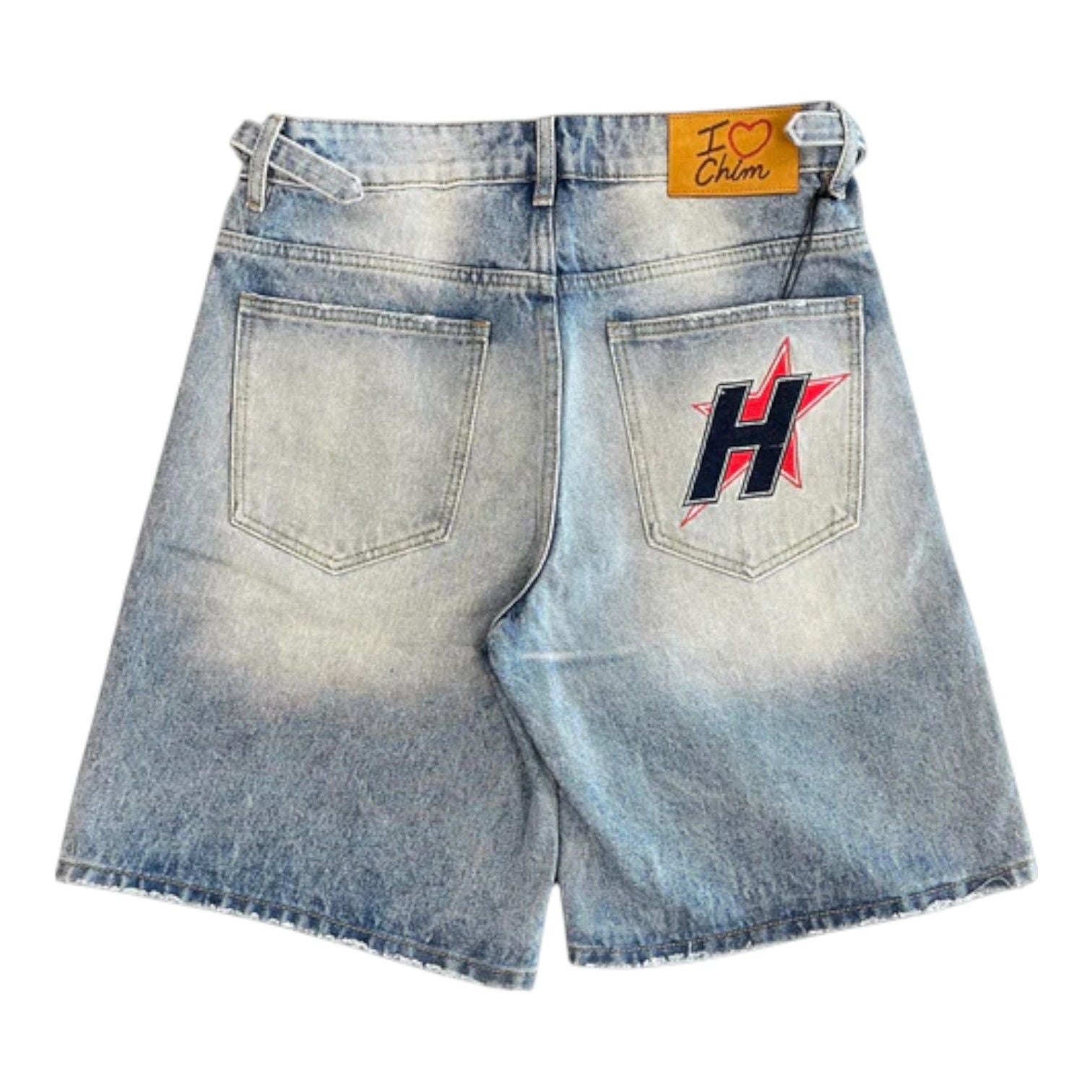Happy Memories Don't Die HMDD H-Star Crystal Jean Shorts Blue