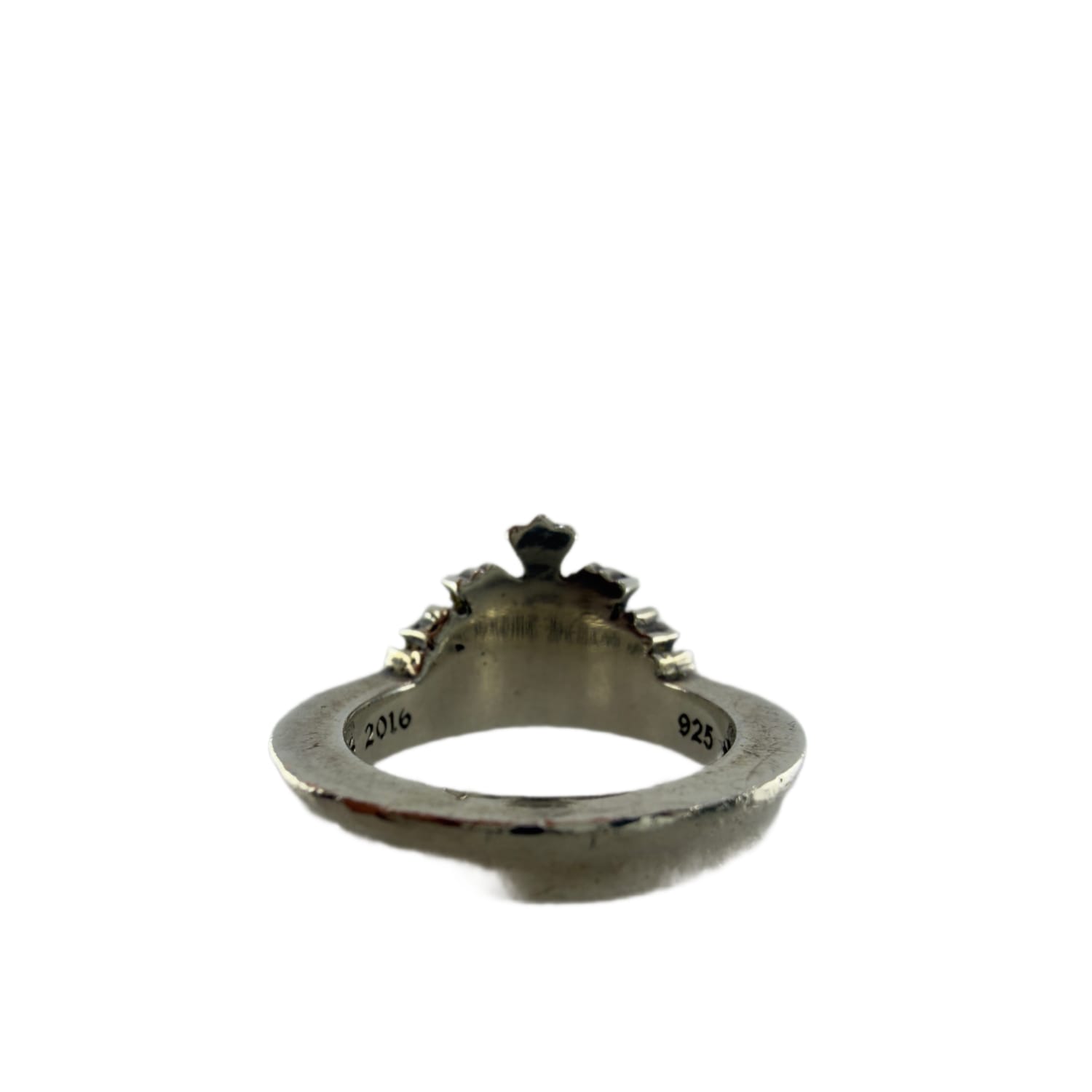 Chrome Hearts Silver Crown Triple Cross Ring - US Size 6