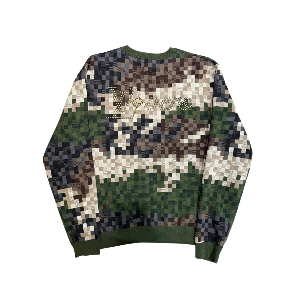 Louis Vuitton Damier Damoflage Cotton Jacquard Pullover Green Damoflage Damier