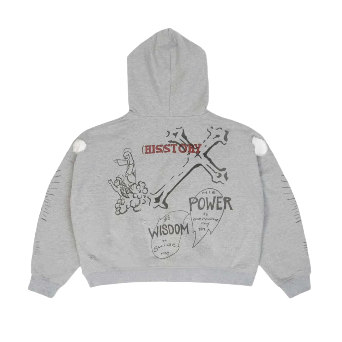 Righteous 3:16 Distressed Hoodie Grey