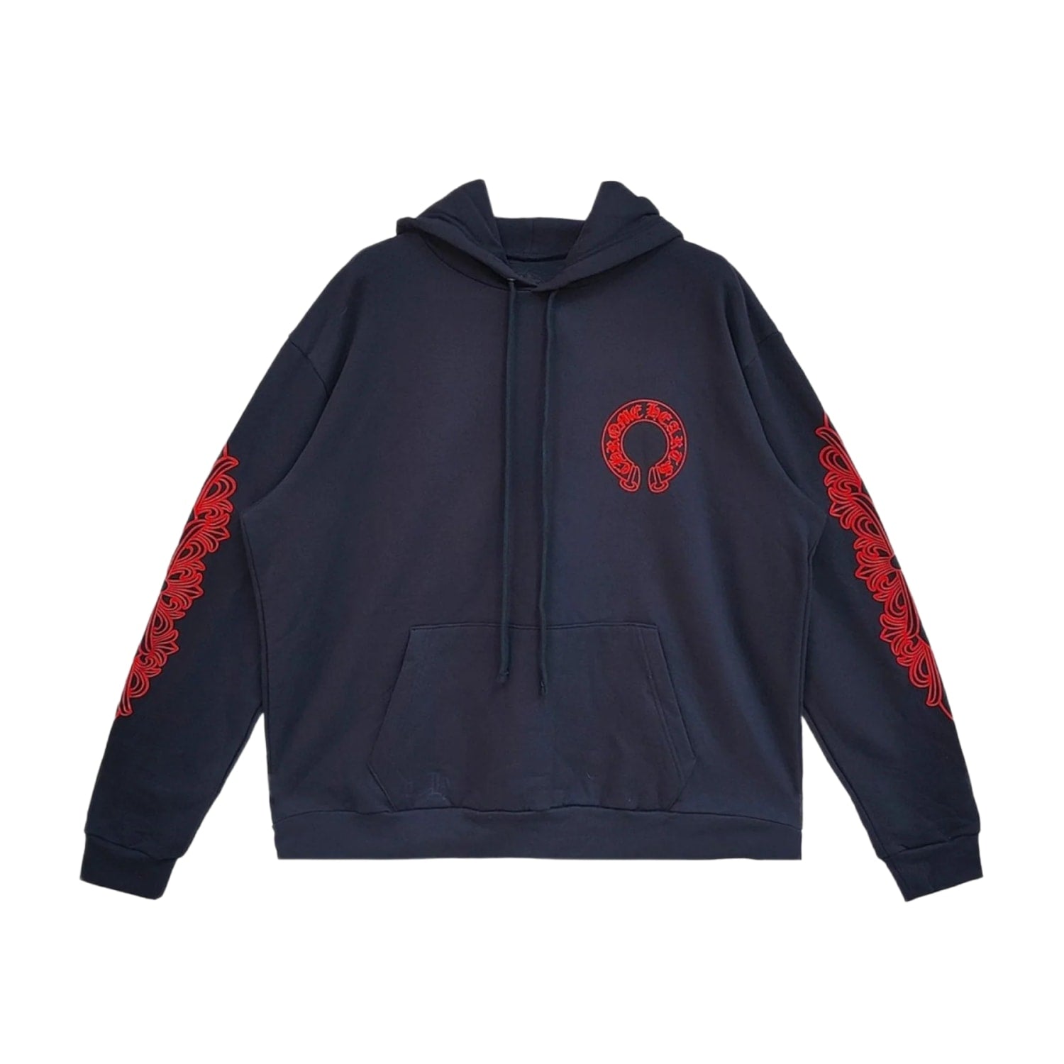Chrome Hearts Floral Horseshoe Hoodie Navy/Red