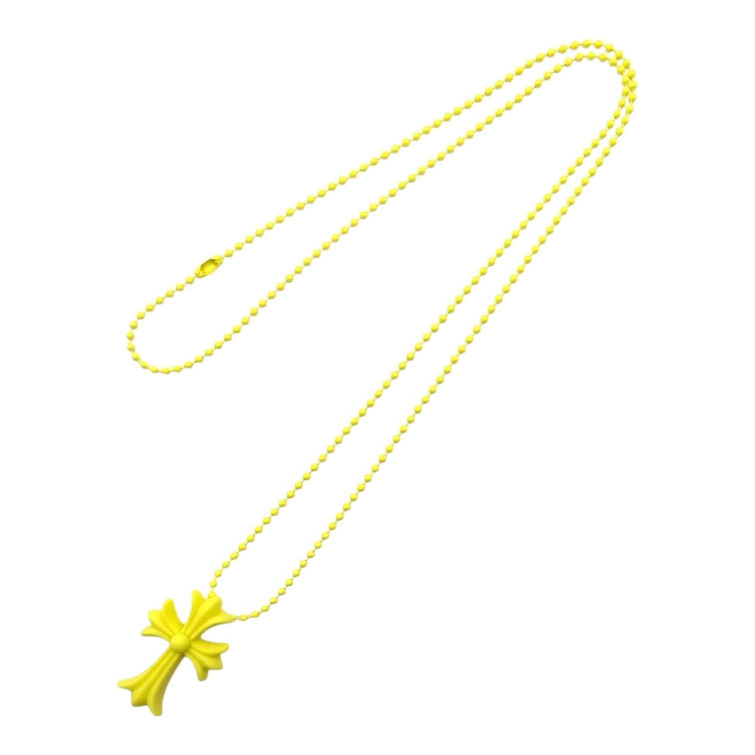 Chrome Hearts Silichrome Yellow Cross Necklace