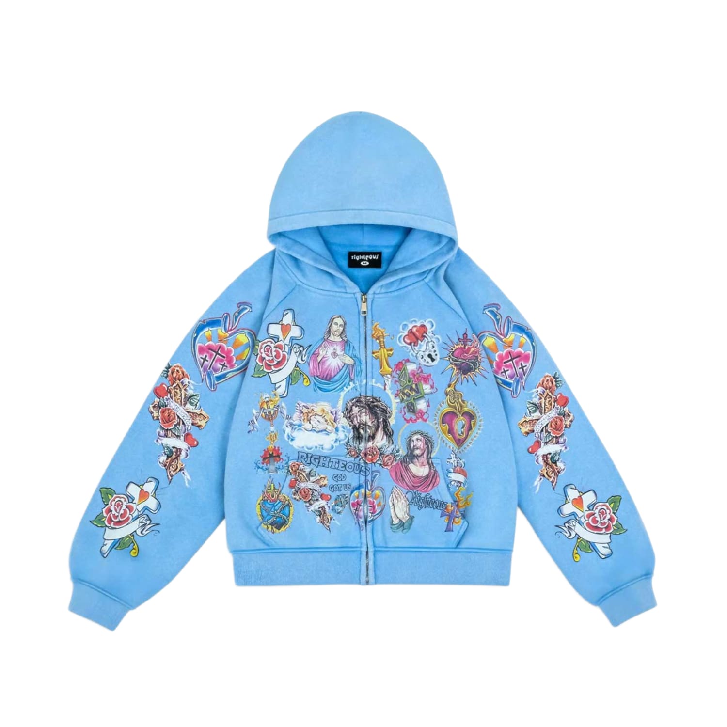 Righteous Risen King Zip Up Hoodie Blue