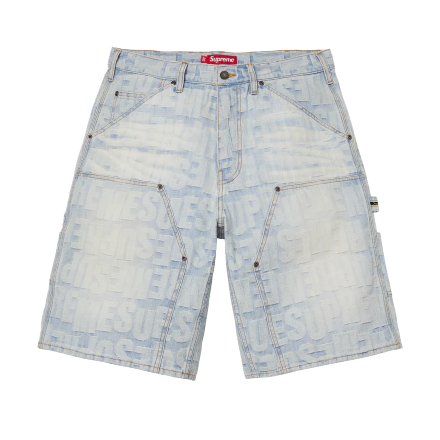 Supreme Repeat Jacquard Double Knee Denim Short Light Washed Indigo