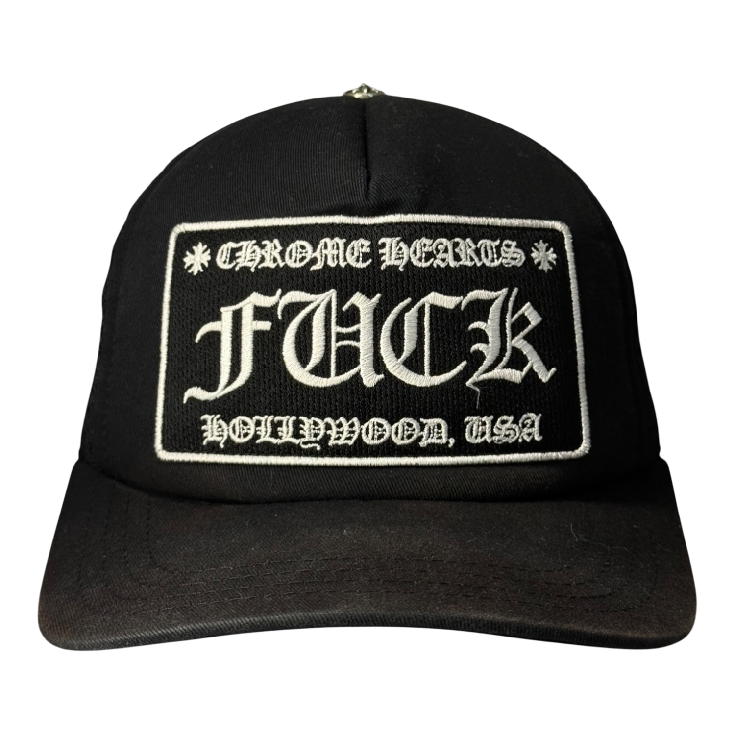Chrome Hearts FUCK Hollywood Trucker Hat Black/Black