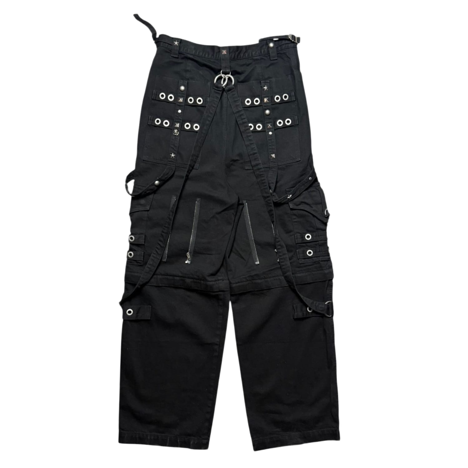 Balenciaga Raver Wide-Leg Convertible Studded Jeans Black