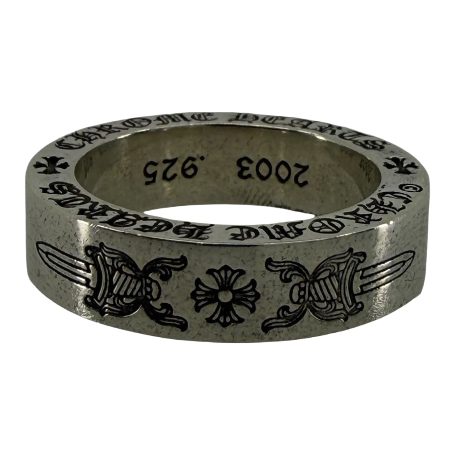 Chrome Hearts Silver Dagger Spacer Ring - US Size 7