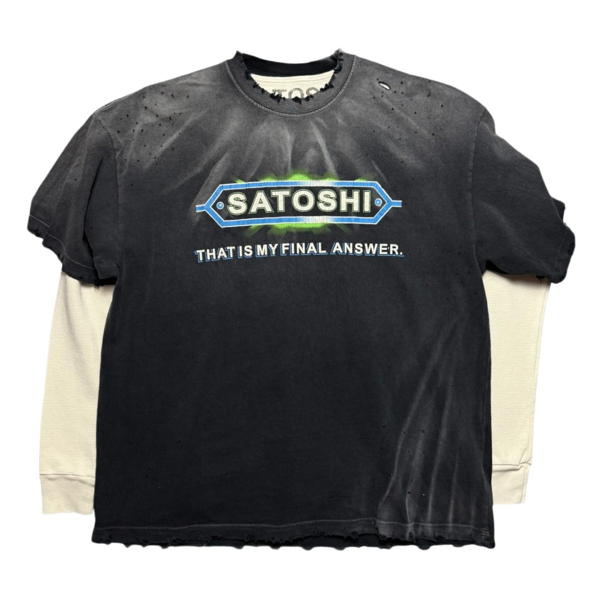 Satoshi Nakamoto Final Answer Thermal Long Sleeve Tee Shirt Black/White